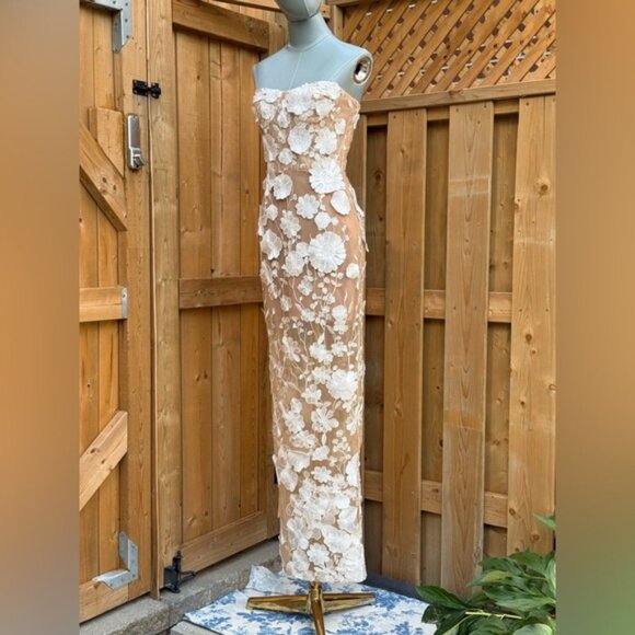 🆕 BRONX & BANCO 🧿 NWOT Jasmine Blanc Bridal Maxi Dress, Sz XS US 2 - Picture 2 of 15